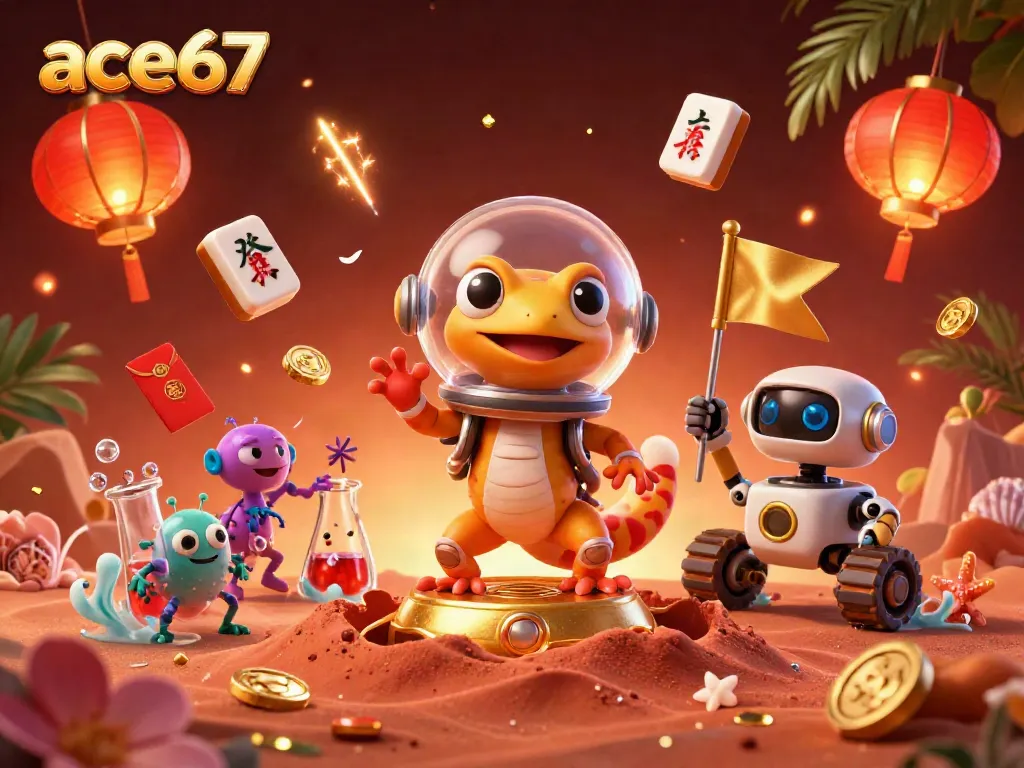 Engage with ace67's thrilling casino adventure featuring a Martian gecko and golden treasures.