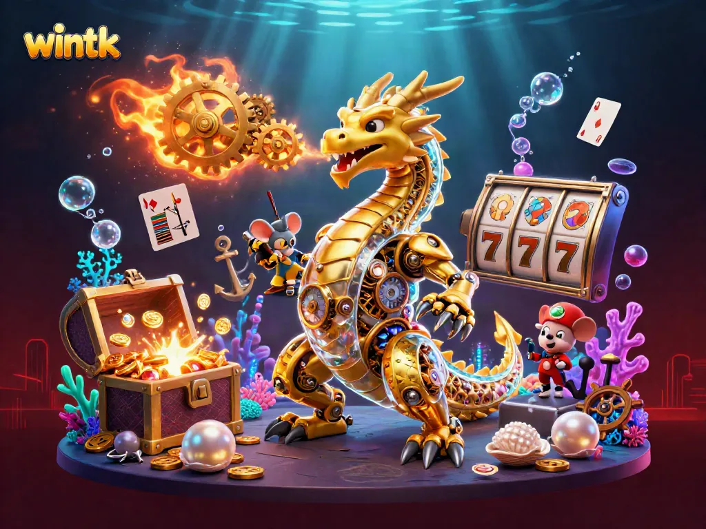 Experience the thrill of wintk casino with a golden dragon and dynamic slot elements.