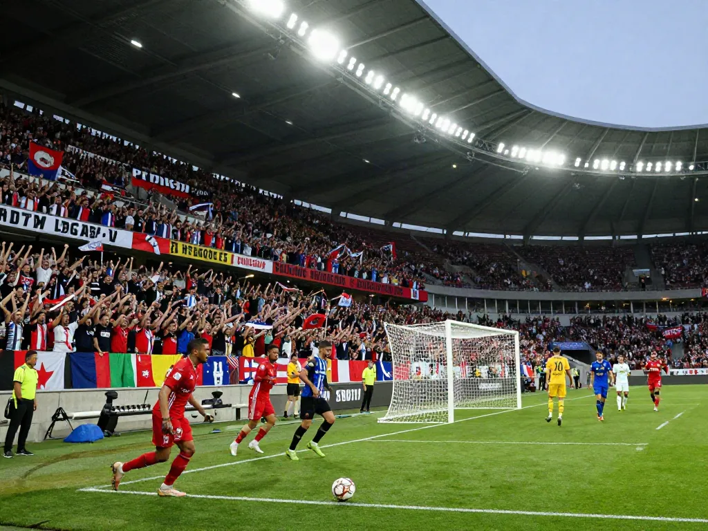 Exciting scene showcasing TOP10สนาม during a lively football match with fans cheering and players in action.