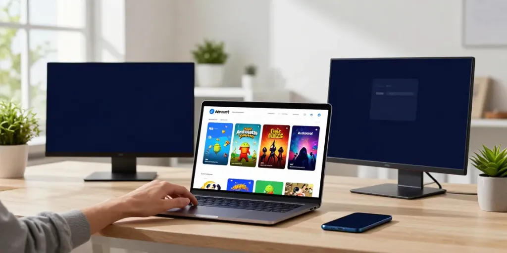 Exploring Acknosoft's top-rated Android games and apps in a modern workspace.