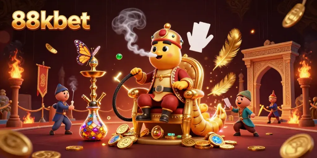 88kbet captures the vibrant energy of a casino scene with unique characters and dynamic elements.