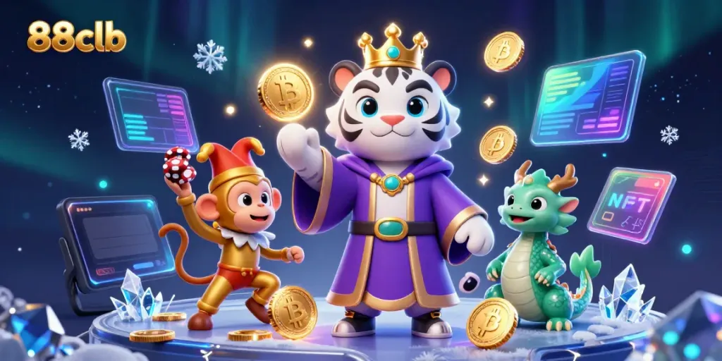 Engage in thrilling gameplay at 88clb featuring a vibrant scene with unique casino characters and dynamic gaming elements.