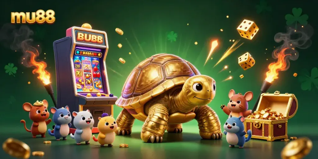 Experience winning moments at mu88 with vibrant slots, golden tortoise, and bursting jackpots.