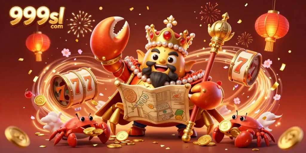 Experience the excitement on 999sl com as you join the golden crab emperor in a thrilling gaming adventure filled with riches.