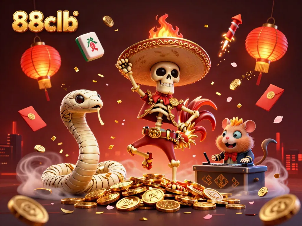 Experience vibrant casino excitement with 88clb's animated characters amidst a backdrop of riches.