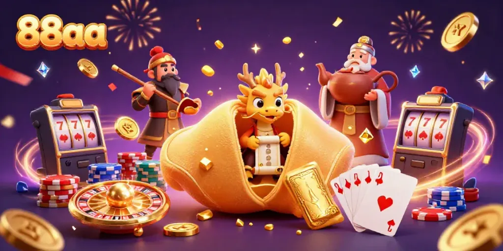 Experience the vibrant thrill of 88aa with a magical casino scene filled with fortune and winning energy.