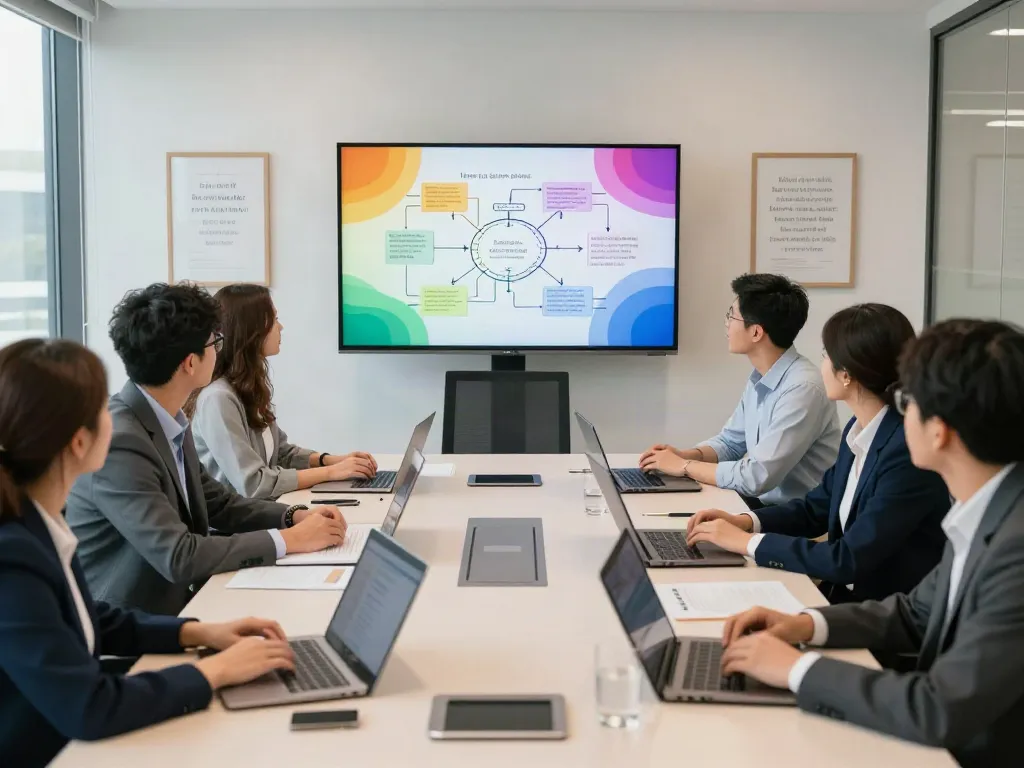 Dynamic leadership training for organizations with diverse professionals collaborating in a modern workshop.