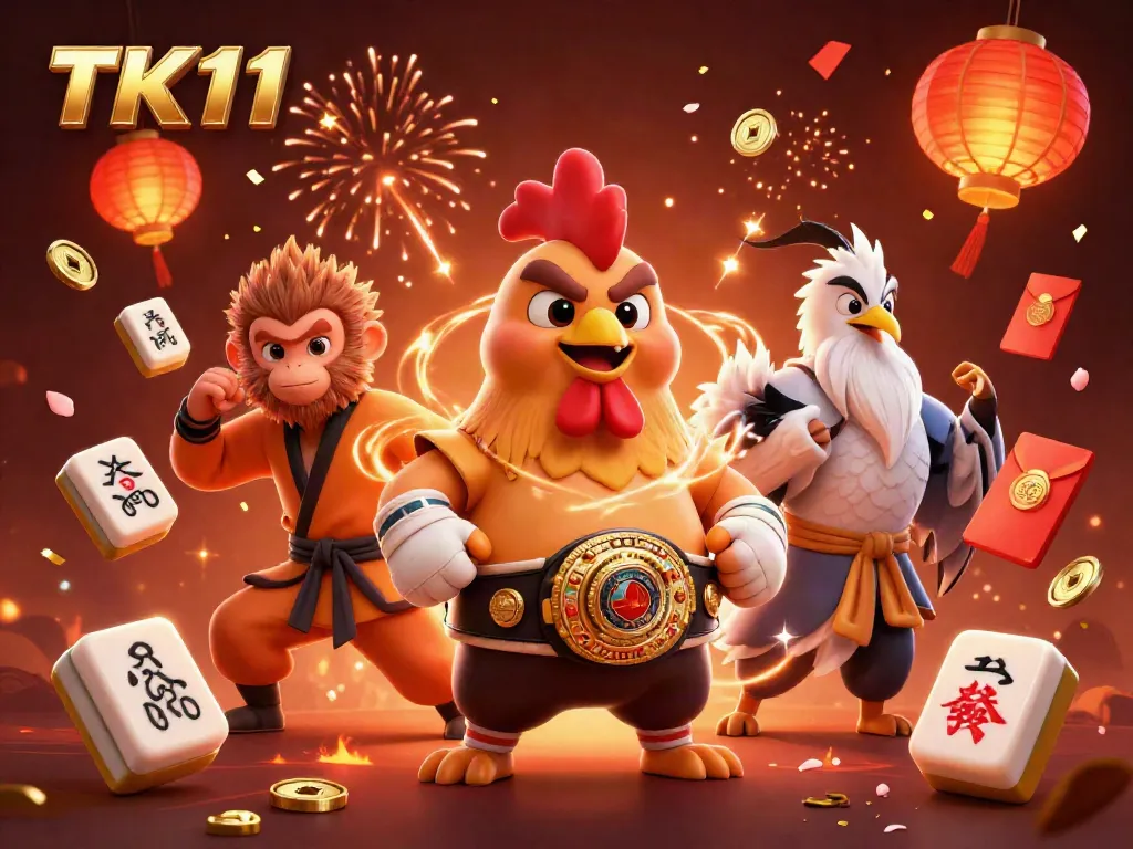 Experience the thrill of TK11 with dynamic characters celebrating in a vibrant casino scene.