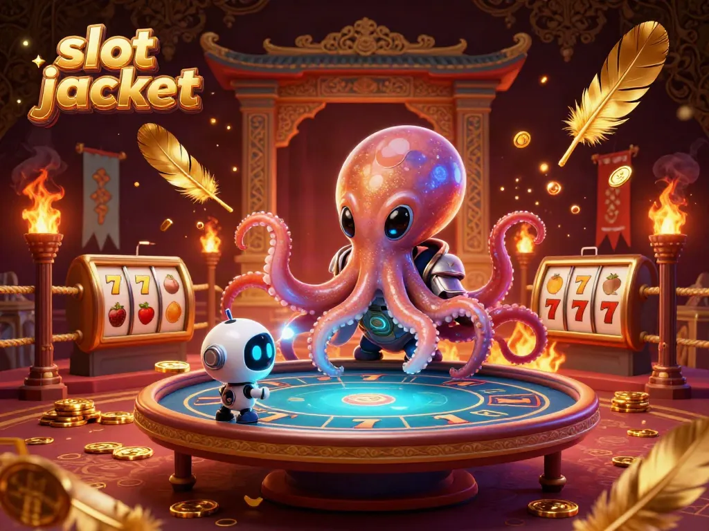 Experience the excitement of slot jackpot gaming with vibrant 3D illustrations featuring alien characters and dynamic casino elements.